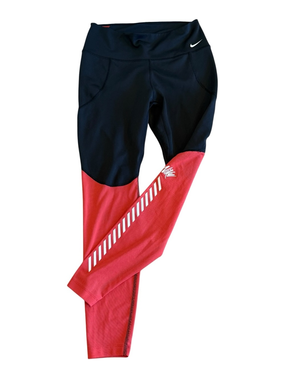 Nike Black with Pink Mesh Dri-Fit Tight-Fit 25" Training Leggings